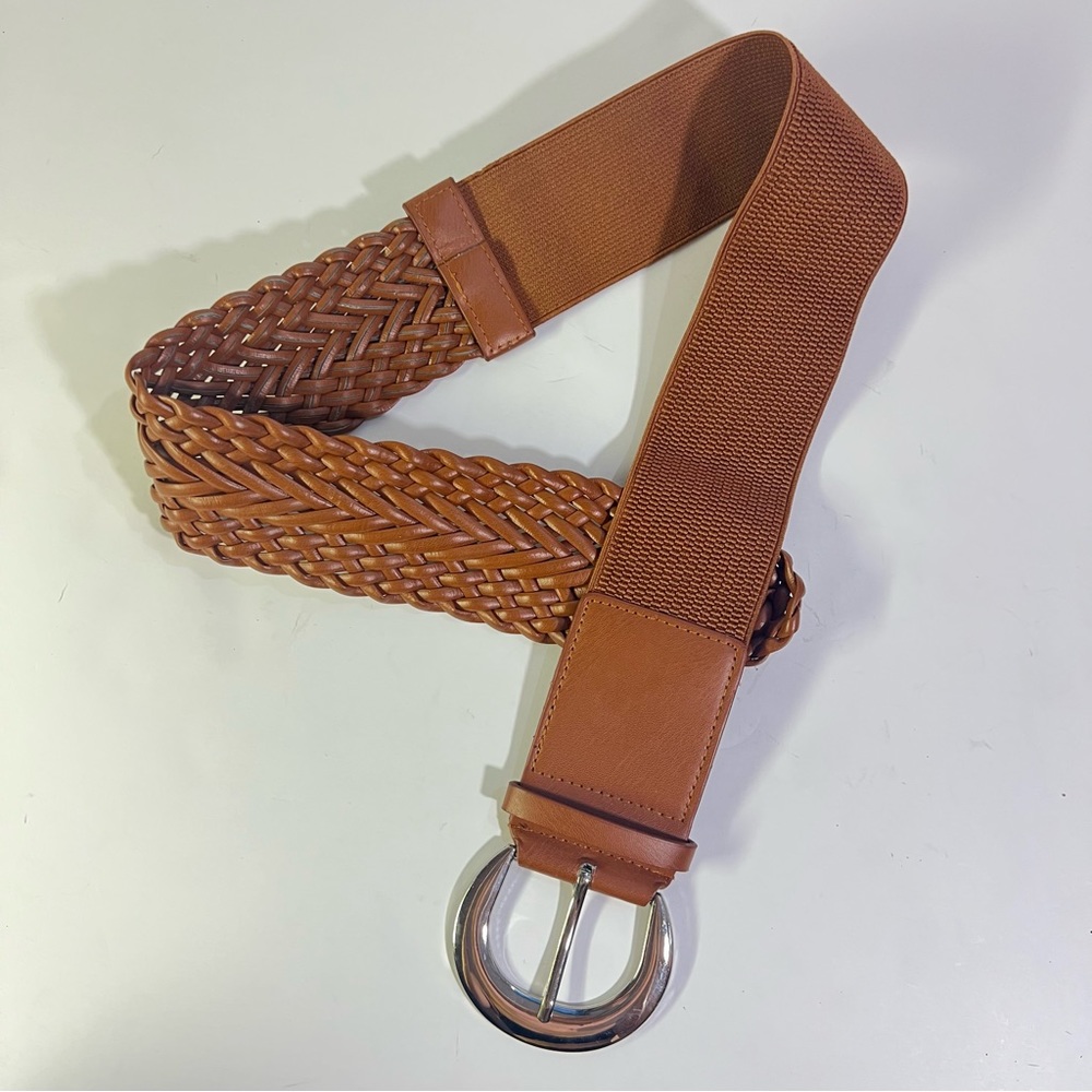 Stretch Belt and braided on one side, with silver buckle